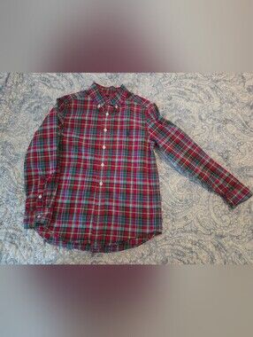 Boy's Red & Green Plaid Button-Down Shirt